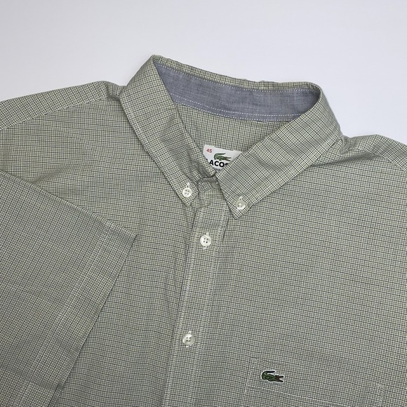 Lacoste Other - Lacoste Shirt Men's 45 XL XXL Regular Fit Short Sleeve Green Plaid Cotton Croc